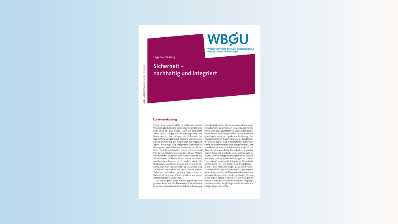 Abbildung der Zusammenfassung der WBGU-Lagebeurteilung