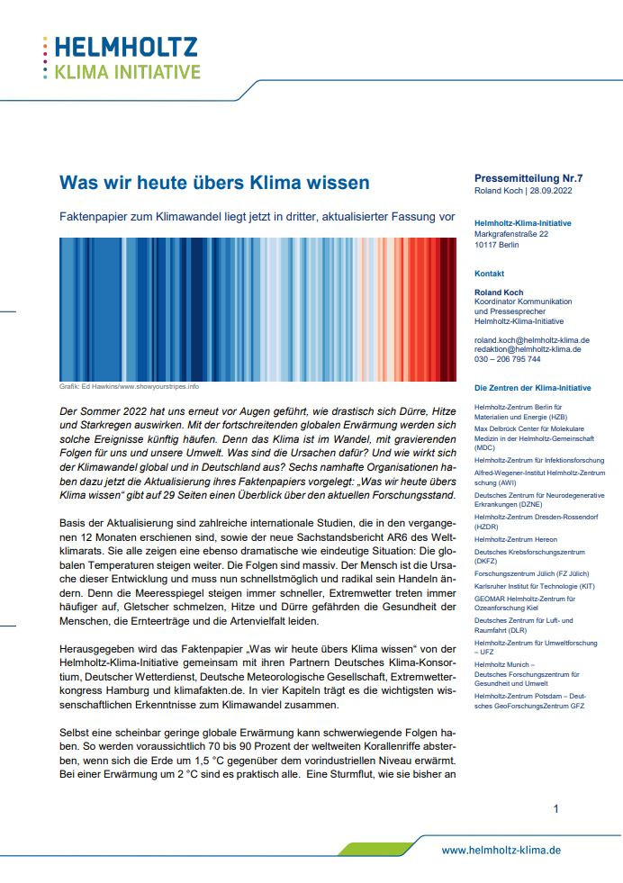 Pressemitteilung: Was Wir Heute übers Klima Wissen | Helmholtz-Klima ...