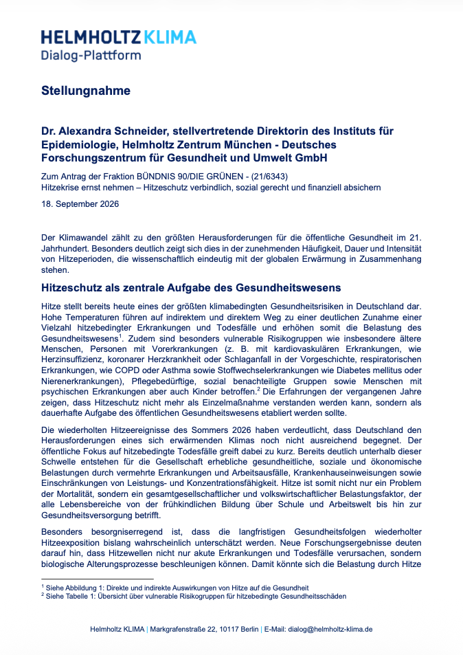 Stellungnahme Hitzeschutz Alexandra Schneider