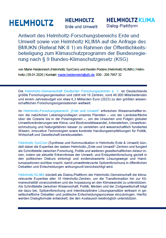 Erste Seite der Stellungnahme