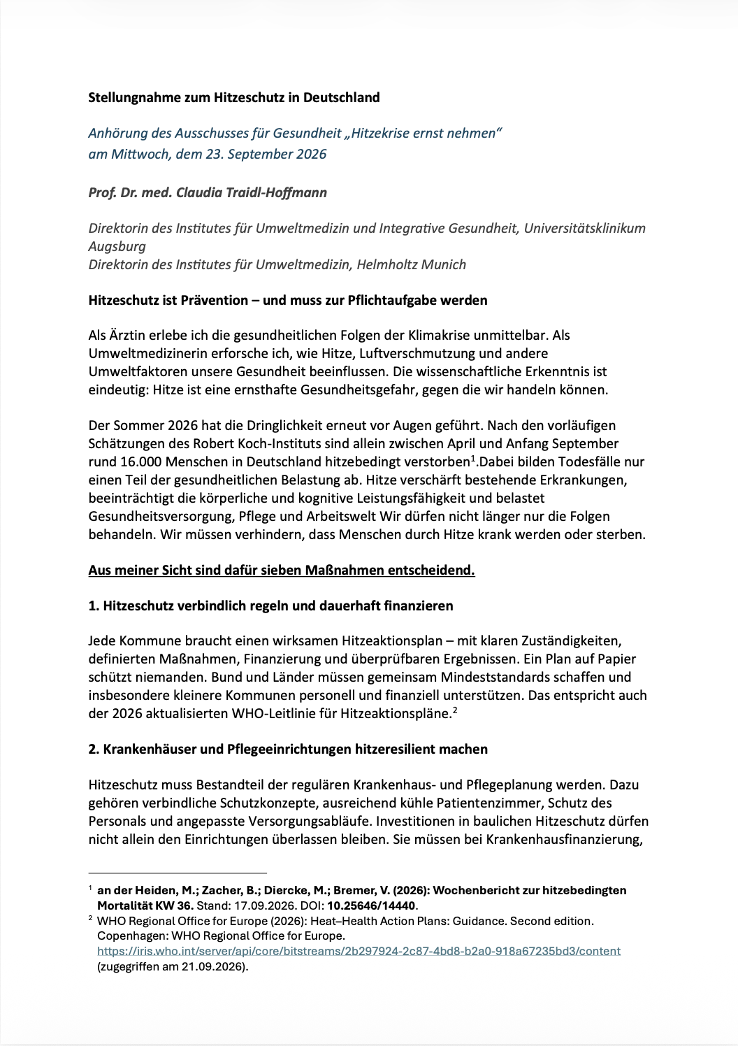 Stellungnahme Hitzeschutz Traidl-Hoffmann