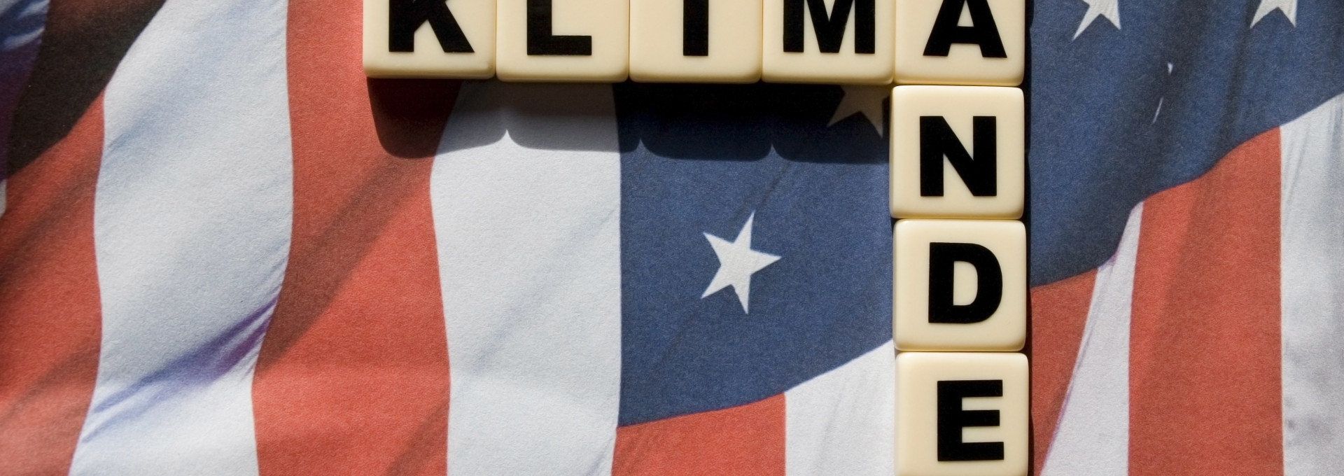 US flag with the words Climate Change