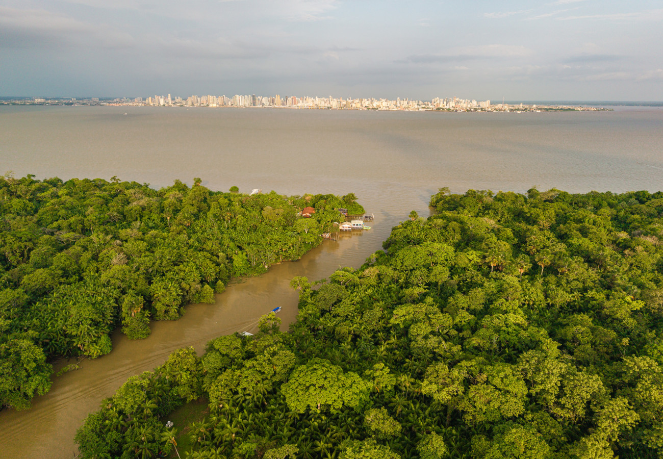 Blick über die Region der Barcarena-Inseln gegenüber von Belém, Brasilien