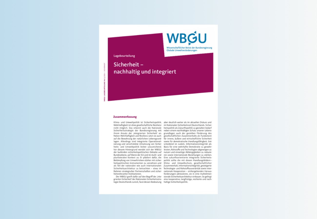 Abbildung der Zusammenfassung der WBGU-Lagebeurteilung