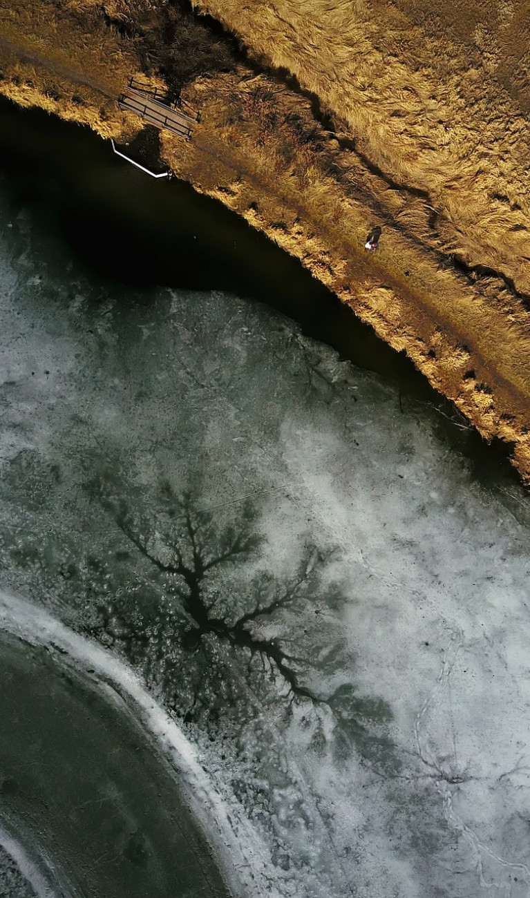 A frozen ground seen from the air