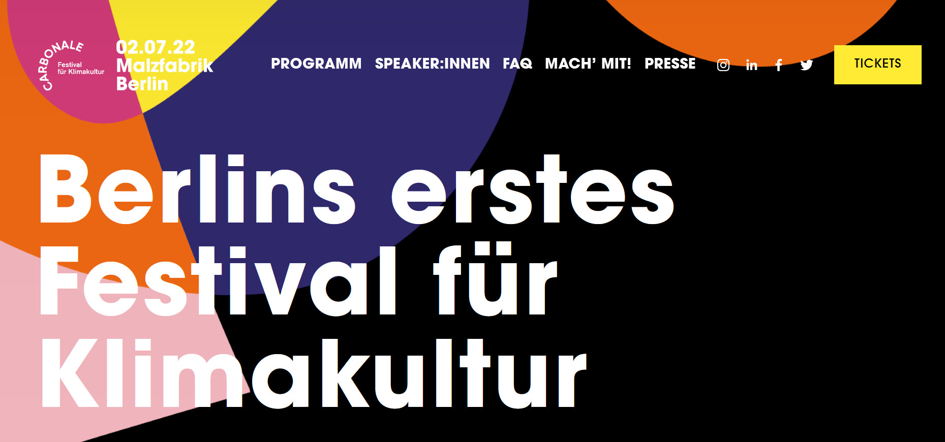 Einladungsflyer zur Carbonale: Berlin erstes Festival für Klimakultur
