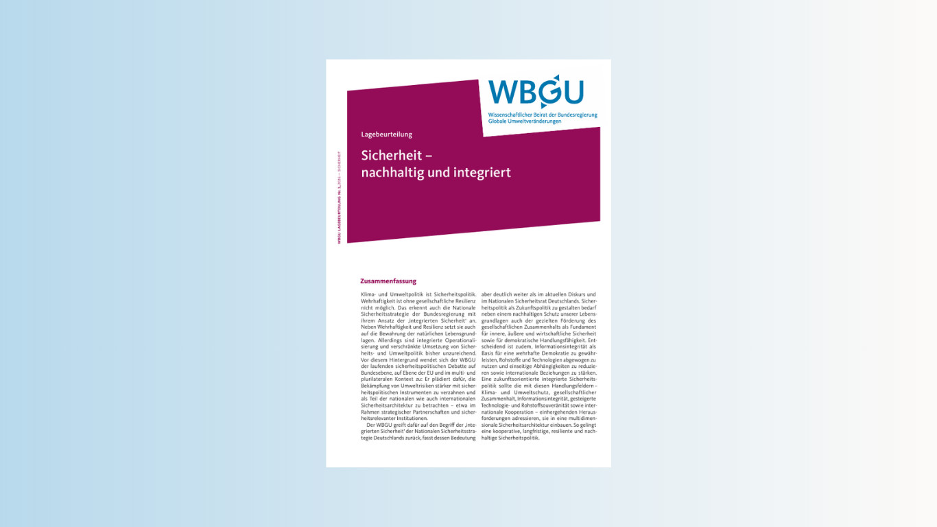 Abbildung der Zusammenfassung der WBGU-Lagebeurteilung