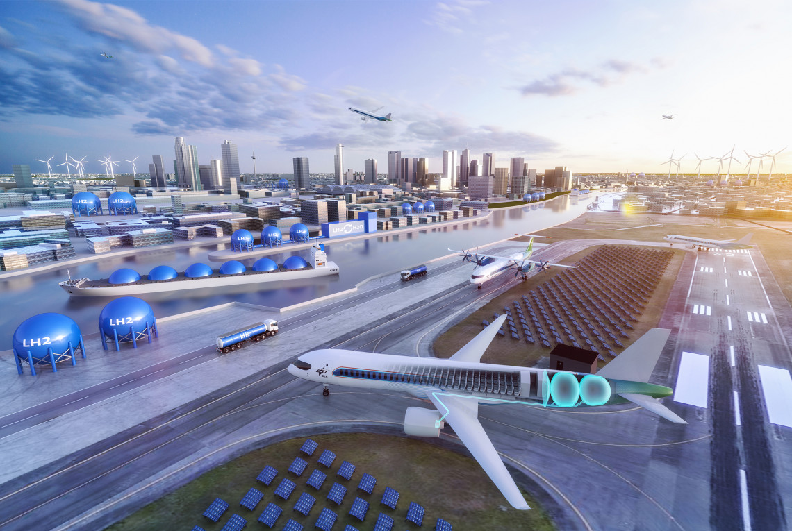 DLR vision of a future hydrogen economy in aviation (digital image)