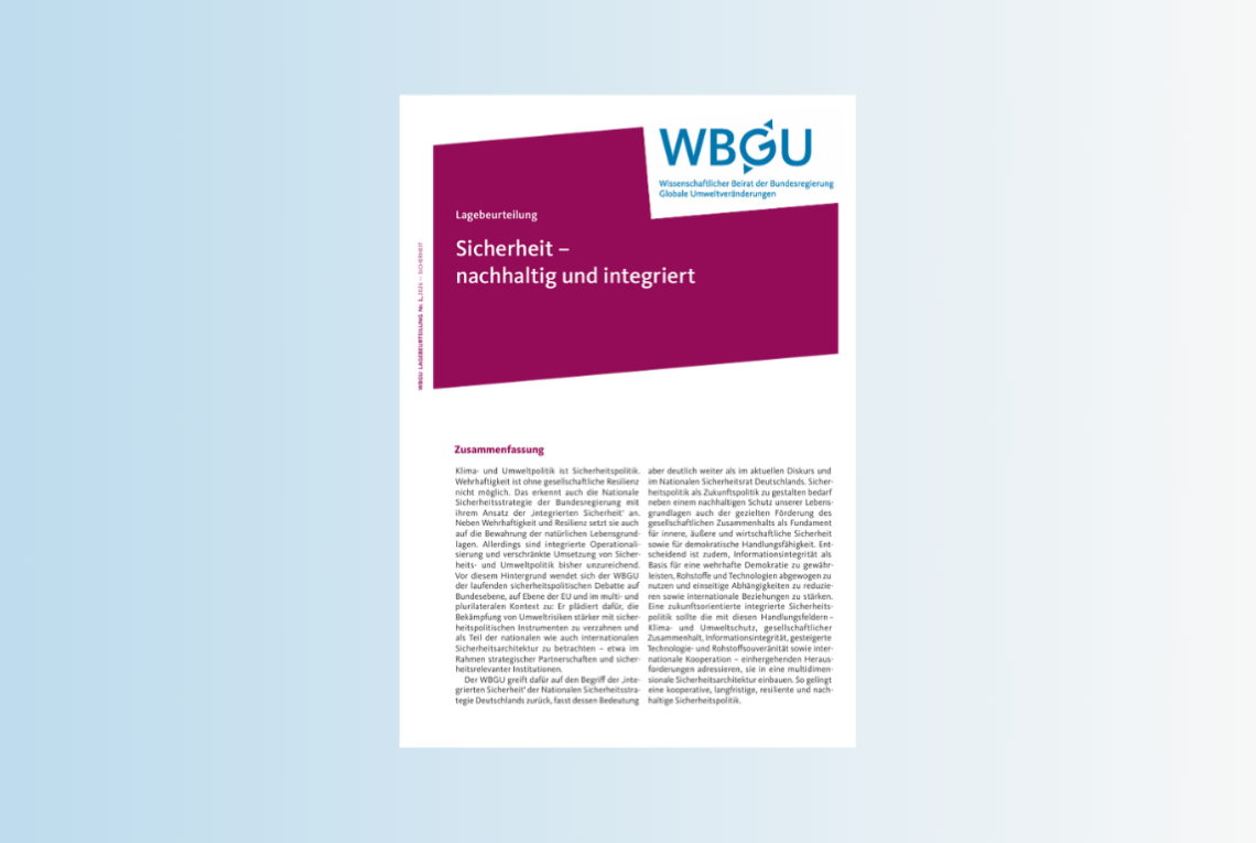 Abbildung der Zusammenfassung der WBGU-Lagebeurteilung